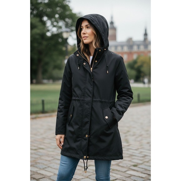 Jones New York Jackets & Blazers - Jones New York Sport Black Hooded Anorak Parka Jacket XLG